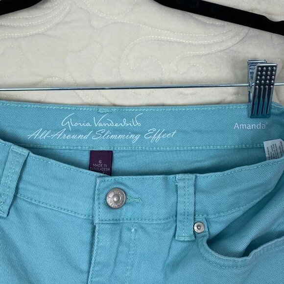 Gloria Vanderbilt Capris 2 LOT Teal Blue and Taupe Size 6 - Picture 6 of 12